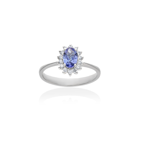 ANILLO ORO BRILLANTES Y TANZANITA