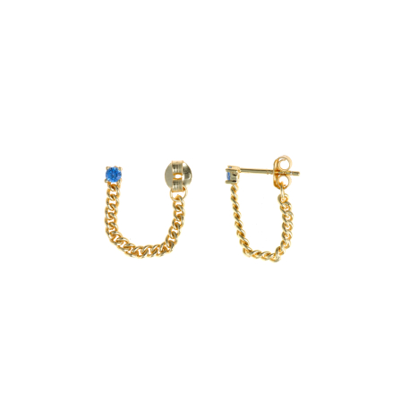 PENDIENTES DORADOS CADENAS PIEDRA AZUL
