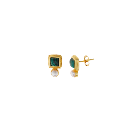 PENDIENTES MALAQUITA Y PERLA