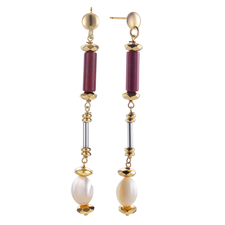 PENDIENTES CORNALINA Y PERLA