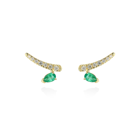 PENDIENTES ORO ESMERALDAS Y BRILLANTES