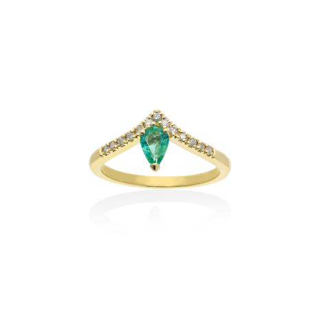 ANILLO ORO ESMERALDA Y BRILLANTES