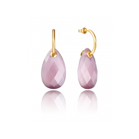 PENDIENTES ARO CON PIEDRA MALVA