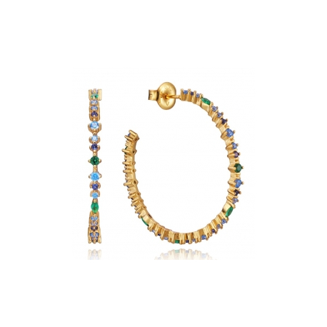 PENDIENTES AROS PIEDRAS COLORES