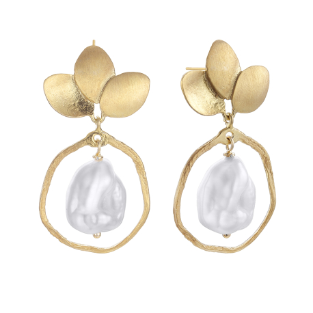 PENDIENTES DORADOS Y PERLA