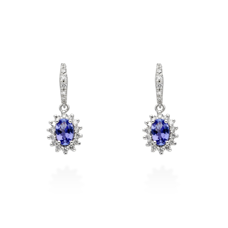 PENDIENTES DIAMANTES Y TANZANITA
