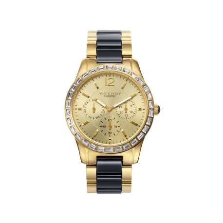 RELOJ MUJER DORADO Y NEGRO