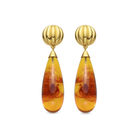 PENDIENTES DORADOS PIEDRA MARRON