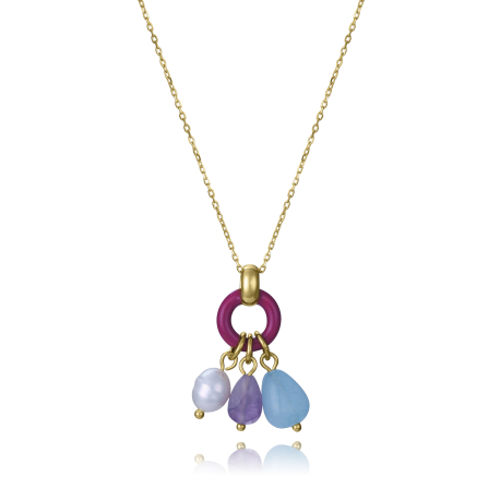COLLAR DORADO PIEDRAS COLORES