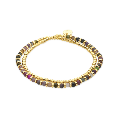 PULSERA DORADA Y PIEDRAS COLORES