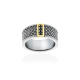 ANILLO PLATA ORO Y BRILLANTES NEGROS