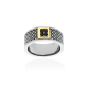 ANILLO PLATA Y ORO CON BRILLANTES NEGROS