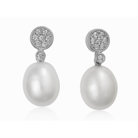 PENDIENTES PLATA Y PERLA