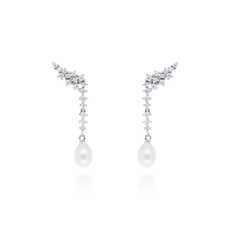 PENDIENTES PLATA CIRCONITAS Y PERLA