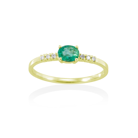 ANILLO ORO BRILLANTES Y ESMERALDA