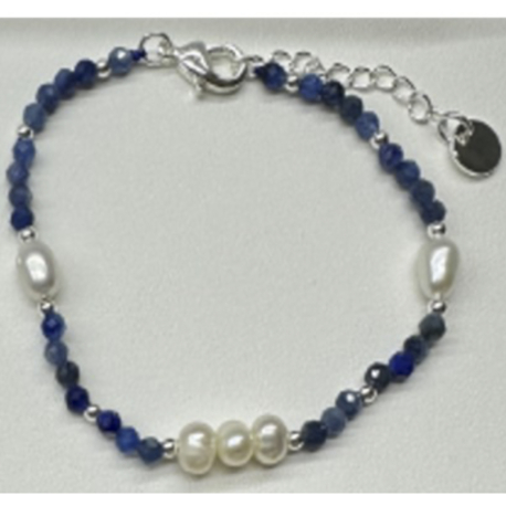 PULSERA PERLAS Y PIEDRAS AZULES