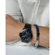 PULSERA ACERO Y CUERO AZUL