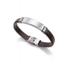 PULSERA ACERO Y CUERO MARRON