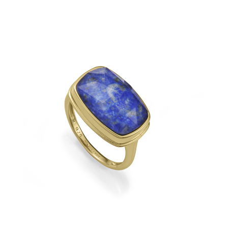 ANILLO DORADO Y PIEDRA AZUL