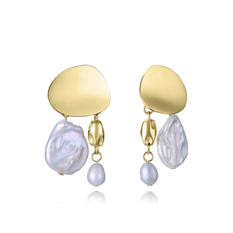 PENDIENTES DORADOS Y PERLA