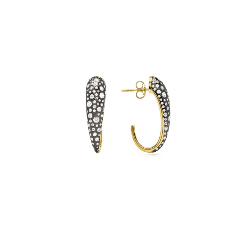 PENDIENTES ARO DORADO Y NEGROS