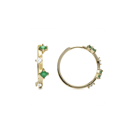 PENDIENTES DORADOS CIRCONITAS BLANCAS Y VERDES