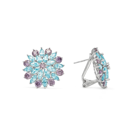 PENDIENTES ROSETA AZUL Y MORADA