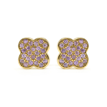 PEDIENTES TREBOL ROSA