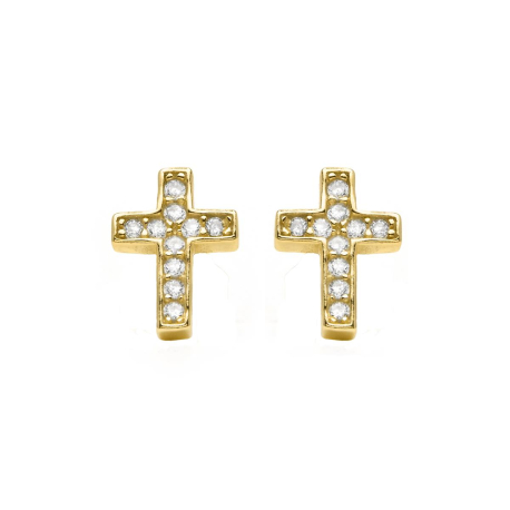 PENDIENTES CRUZ DORADA CIRCONITAS