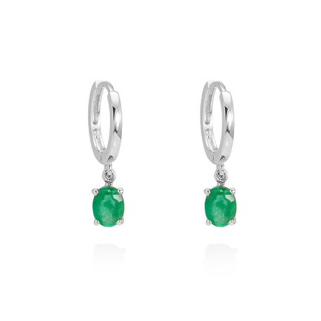 PENDIENTES ORO BLANCO Y ESMERALDA