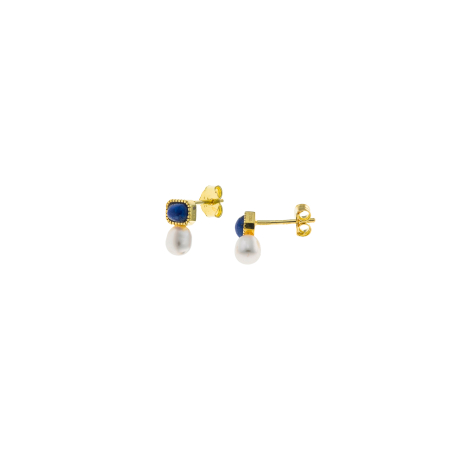 PENDIENTES LAPISLAZULI Y PERLA
