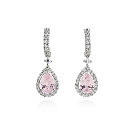 PENDIENTES PLATA PIEDRA ROSA Y CIRCONITAS