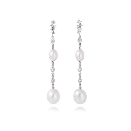 PENDIENTES PLATA Y PERLAS