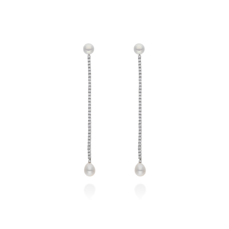 PENDIENTES PLATA RIVIERE CON PERLAS