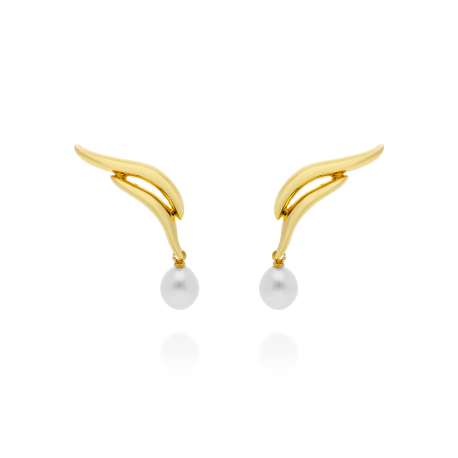 PENDIENTES DORADOS Y PERLAS