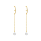 PENDIENTES LARGOS DORADOS PERLAS