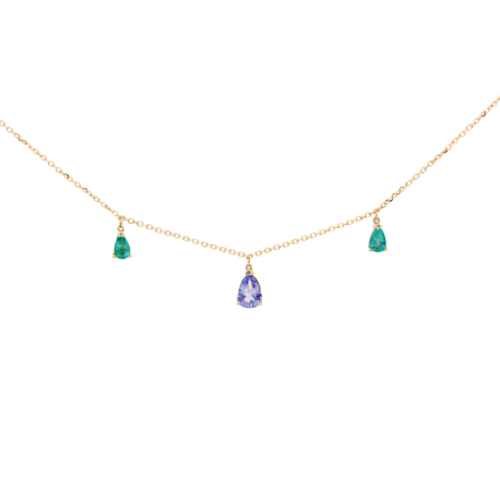 COLLAR ORO TANZANITA Y ESMERALDAS