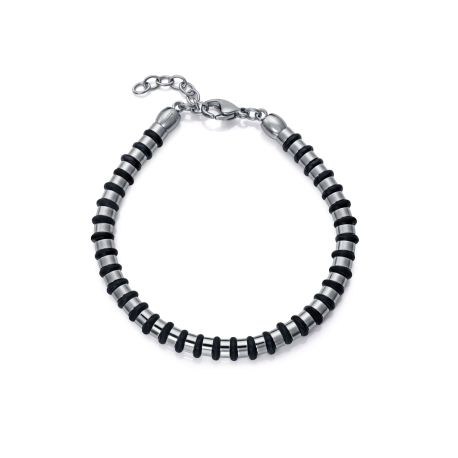 PULSERA ACERO Y SILICONA NEGRA