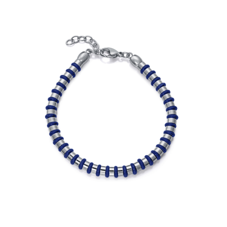 PULSERA ACERO Y SILICONA AZUL