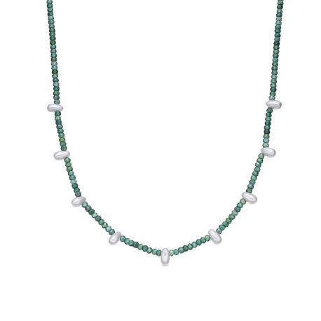 COLLAR VERDE Y PERLAS