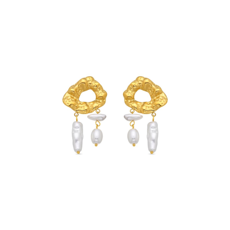 PENDIENTES DORADOS Y PERLAS