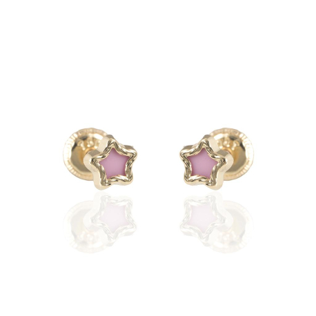 PENDIENTES ORO ESTRELLA ROSA